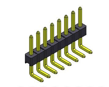 Pinヘッダーのコネクター2.54mmの単一の列の直角のタイプ1 *2PINへの1*40PIN H=2.54mm
