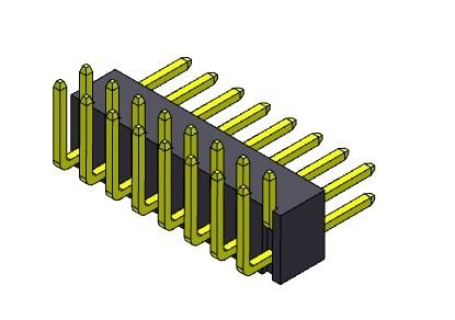 Pinヘッダーのコネクター2.54mmの単一の列のR/Aタイプ2 *2PINへの2*40PIN H=4.30MM