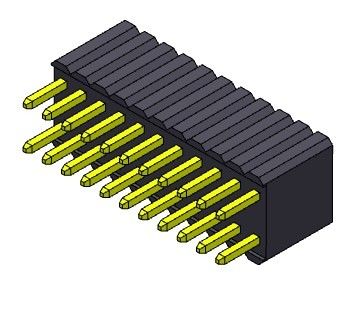 女性ヘッダーのコネクター1.27mmの二重列のまっすぐなタイプ2 *3PINへの2*50PIN H=4.60mm