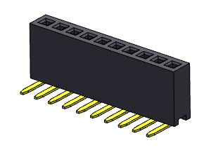 女性ヘッダーのコネクター1.27mmの単一の列のR/Aタイプ1 *2PINへの1*40PIN H=4.30mm