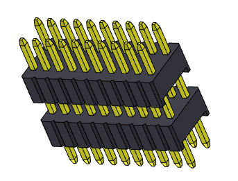 Pinヘッダーのコネクター1.27mm Seriseの二重列の積み重ねのまっすぐなタイプ1.27*2.54mm 2*2PINへの1*40PIN SQ0.46mm