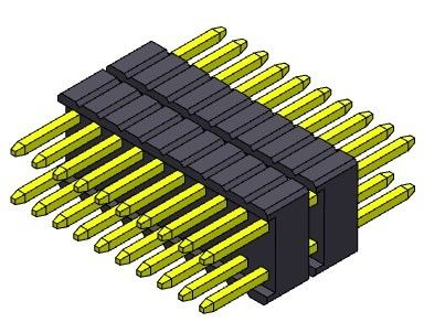 Pinヘッダーのコネクター1.27mm Seriseの二重列の積み重ねのまっすぐなタイプ1.27*2.54mm 2*2PINへの1*40PIN SQ0.46mm