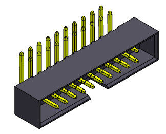 2AMP 2mmピッチ箱ヘッダーの二重列の直角のタイプ2 *8-2*25Pin