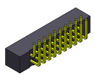 2AMP 2mmピッチ箱ヘッダーの二重列の直角のタイプ2 *8-2*25Pin